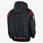Sudadera con gorro de medio cierre Nike Therma-FIT de la NBA para hombre Philadelphia 76ers Hardwood Classics