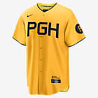 Jersey de béisbol Replica para hombre MLB Pittsburgh Pirates City Connect (Ke'Bryan Hayes) - Atardecer/Negro