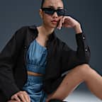 Nike Sportswear Chill Poplin Woven Loose Long-Sleeve Button-Down Top