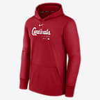 St. Louis Cardinals Authentic Collection Practice Men's Nike Therma MLB Pullover Hoodie - Red