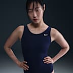 Traje de baño de una sola pieza de altura baja en las piernas y espalda en U Nike Swim HydraStrong para mujer