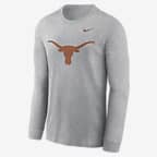 Texas Longhorns Primary Logo Men's Nike College Long-Sleeve T-Shirt - Dark Grey Heather