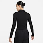 Nike Sportswear Essential Women's Ribbed Mock-Neck Long-Sleeve Top