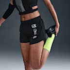Shorts de correr Dri-FIT de tiro medio con forro de ropa interior para mujer Nike Tempo