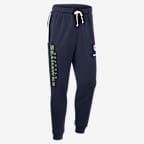 Pants Nike Dri-FIT de la NFL de pierna entallada para hombre Seattle Seahawks Ground Game Sideline - Azul marino