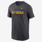 Playera universitaria Nike para hombre West Virginia Mountaineers Primetime Wordmark - Antracita