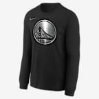 Playera de manga larga Nike de la NBA de corte cuadrado para niños talla grande Golden State Warriors Courtside - Negro