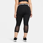 Leggings con paneles de malla de tiro medio cropped para mujer Nike Pro (talla grande)