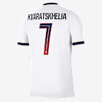 Khvicha Kvaratskhelia Paris Saint-Germain 2026/27 Stadium Away Men's Nike Dri-FIT Soccer Jersey - White/Red/Blue