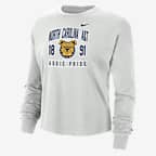 Playera de manga larga universitaria Nike de corte cuadrado para mujer North Carolina A&T - Polvo fotón