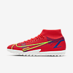 Nike Mercurial Superfly 8 Academy TF Turf Soccer Shoes - Bright Crimson/Indigo Burst/White/Metallic Silver