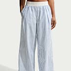 Pants de tejido Woven a rayas de tiro medio holgados para mujer Nike Sportswear Chill Poplin