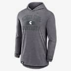 Michigan State Spartans Blitz Men's Nike Dri-FIT College Long-Sleeve Hooded T-Shirt - Grey Heather