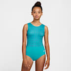 Nike Gymnastics Swoosh Printed Performance Leotard - Green