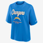 Los Angeles Chargers Essential Script Boxy Women's Nike NFL T-Shirt - Italy Blue