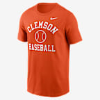 Playera universitaria Nike para hombre Clemson Tigers Baseball Arch - Naranja