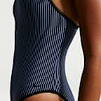 Traje de baño de una sola pieza de cuello cuadrado con textura ondulada para mujer Nike Swim
