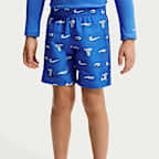 Conjunto de playera de manga larga y short para niño talla pequeña Nike Swim