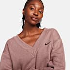 Sudadera cropped de cuello en V para mujer Nike Sportswear Phoenix Fleece