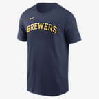 Milwaukee Brewers Fuse Wordmark Men's Nike MLB T-Shirt - Navy