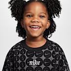 Sudadera de cuello redondo de French Terry con estampado para preescolar Nike Essentials