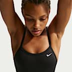 Traje de baño de una sola pieza con textura de tela de canalé de espalda deportiva para mujer Nike Swim