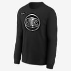 Playera de manga larga Nike de la NBA de corte cuadrado para niños talla grande New York Knicks Courtside - Negro