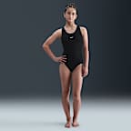 Leotardo Nike de malla de espalda deportiva Nike Gymnastics - Negro