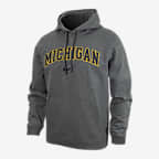 Michigan Club Fleece Men's Nike College Hoodie - Carbon Heather