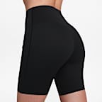 กางเกงปั่นจักรยานขาสั้น 8 นิ้วเอวสูงผู้หญิงแบบไม่มีตะเข็บด้านหน้า Nike Universa