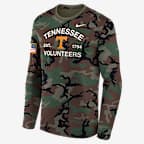 Playera de manga larga universitaria Nike Dri-FIT para hombre Tennessee 2025 Military Appreciation Legend