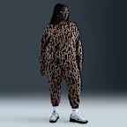 Nike Sportswear Phoenix Fleece Women's High-Waisted Oversized Printed Sweatpants (Plus Size) - Black/Ironstone/Black/Black