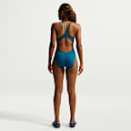 Traje de baño de una sola pieza con textura de tela de canalé de espalda deportiva para mujer Nike Swim