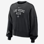 Sudadera de cuello redondo Nike de la WNBA para mujer Las Vegas Aces Phoenix Fleece - Negro