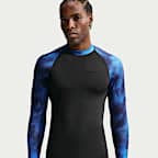 Playera de manga larga rashguard para hombre Nike Swim Whitewater