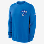 Sudadera de cuello redondo sin cierre Nike de la NFL para hombre Detroit Lions Draw Block Club - Azul