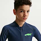 Playera de manga larga con cierre para niños talla grande Nike Swim Hydroguard