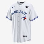 Jersey Nike de la MLB Replica para hombre Addison Barger Toronto Blue Jays 2025 World Series Participant - Blanco