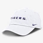 Gorra universitaria Nike ajustable para hombre LSU Tigers Core Club Mascot Wordmark - Blanco