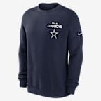Dallas Cowboys Draw Block Club Men's Nike NFL Pullover Crew - Navy