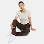 ナイキ スポーツウェア チル ニット ウィメンズ タイト スクープバック ショートスリーブ ミニリブ トップ