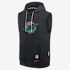 Sudadera con gorro sin cierre sin mangas Nike Dri-FIT de la NFL para hombre Miami Dolphins Rivalries Collection Sideline - Azul marino