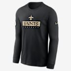 New Orleans Saints Sideline Team Issue Men's Nike Dri-FIT NFL Long-Sleeve T-Shirt - Black