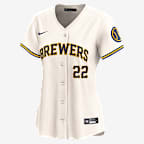 Jersey Nike Dri-FIT ADV de la MLB Limited para mujer Christian Yelich Milwaukee Brewers