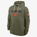 Sudadera con gorro sin cierre universitaria Nike Dri-FIT para hombre Clemson 2025 Military Appreciation
