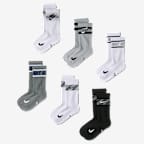 Nike Everyday Kids' Cushioned Crew Socks (6 Pairs) - Multi-Color