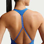 Traje de baño de una pieza con cuello en V para mujer Nike Swim Hydralock Luxe