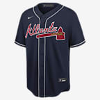 MLB Atlanta Braves (Ronald Acuña Jr.) Men's Replica Baseball Jersey - Navy