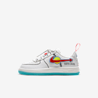 Nike Force 1 x LEGO® Collection Younger Kids' Shoes - Sail/Tour Yellow/Cobalt Blaze/Rush Red