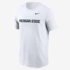 Playera universitaria Nike para hombre Michigan State Spartans Primetime Wordmark - Blanco
